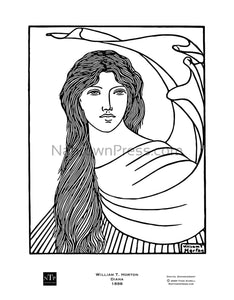 Printable Coloring Page Art Nouveau “Diana” by William Horton