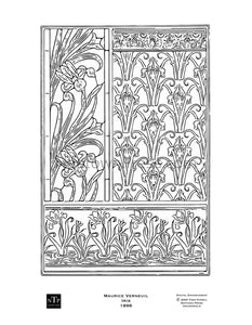 Printable Coloring Page Art Nouveau Flowers Iris