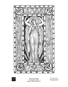 Printable Coloring Sheet Victorian Art “Fleur-de-Luce” by Walter Crane